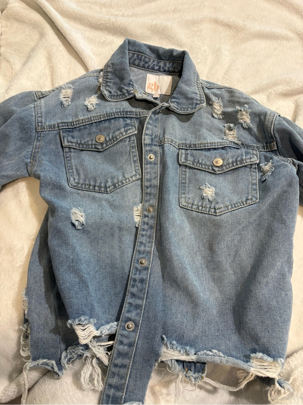 GB girls light blue denim jacket with button front